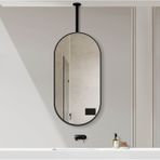 Siyah Metal Çerçeve Tavana Monte Askılı Çubuk Ayna Banyo Lavabo Dekoru İçin, Net ve Pratik, Basit Tasarım, Ev Dekoru İçin İdeal