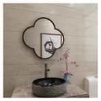 Siyah Metal Dört yaprak Yonca Duvar Ayna HD Makyaj Banyo Yatak Odası Oturma ve Giriş Dekorasyon için 70 CM/27.5IN