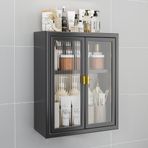 Siyah Metal Ecza Dolabı, Duvara Monte Cam Kapılı Banyo Deposu, Banyo, Mutfak, Çamaşır Odası, Yurtlar için Tuvalet Üstü Asma (40x14x50cm)