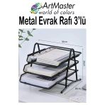 Siyah Metal Evrak Rafı 3 Lü 1 Paket Masaüstü A4 Dosya 3 Katlı Düzenleyici Kağıt Tepsisi Metal Fileli Hareketli