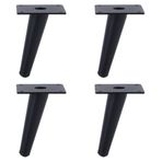 Siyah Metal Konik Masa Ayakları - Sehpa, TV Sehpası, Kanepe, Kauçuk Kaymaz Mat ve Serbest Vidalar için 4 Adet Kürk Ayaklar - 5 cm/5,9 inç Yükseklik