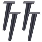Siyah Metal Masa Ayakları 4'lü Set, 30 cm Konik Mobilya Ayakları Kauçuk Kaymaz Ayaklar, Sehpa, TV Sehpası, Kanepe ve Yan Masalar için - ve Şık