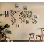 Siyah Metal Ofis Ve Ev İçin Dünya Haritası Xxl 115 X 208 Cm Mop-01 Duvar Tablosu M11