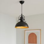 Siyah Metal Sıvama Tekli Sarkıt, 30 Cm, Şık ve Modern Tasarım - Ahşap - Seçenek 1