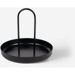 Siyah Metal Takı ve Aksesuar Organizer - Yuvarlak Makyaj Standı - Ahşap