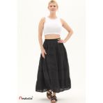 Siyah Müslin Uzun Yazlık Etek - 2XL - 3XL