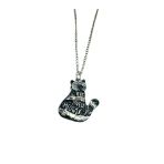 Siyah Nota Figürlü Kedi Kolye – Müzik Temalı Metal Takı – 60 Cm Zincir – Unisex