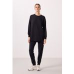 Siyah O Yaka Basic Oversize Kadın Eşofman Tunik Takım - 95347