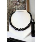 Siyah oniks doğal taş kolye Oniks taşı kolye Siyah choker kolye