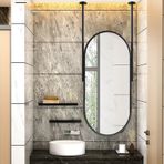 Siyah Oval Metal Tavana Monte Ayna Çift Oklu 40x60cm Yüzer Makyaj Aynası Banyo ve Ev Dekoru için Dekoratif Duvar Aynaları.