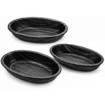 Siyah Oval Sunum Tabağı Seti, 3'Lü, 26X16 Cm, Tasarım, Atıştırmalık Yemek Servisi Için, Plastik 3 Lü