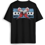 Siyah Oversize Tişört Eldiven Blue Flag cm Punk Mavi Bayrak Fitness Spor Baskılı Unisex T-Shirt - 2XL