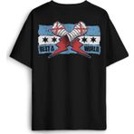 Siyah Oversize Tişört Eldiven Blue Flag Cm Punk Mavi Bayrak Fitness Spor Baskılı Unisex T-shirt