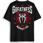 Siyah Oversize Tişört Greatness Roman Reigns Gym Spor Fitness Sırt Ön Baskılı Unisex T-Shirt - XL
