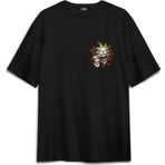 Siyah Oversize Tişört Joker Rick Dizi Film Sırt Ön Baskılı Unisex T-Shirt