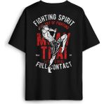 Siyah Oversize Tişört Muay Thai Fight The Art Of Fighting Dövüş Sırt Ön Baskılı Unisex T-Shirt - 2XL