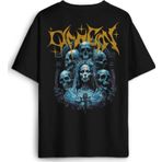 Siyah Oversize Tişört Omen Gotik Skull Gothic Corpse Bride Sırt Ön Baskılı Unisex T-shirt