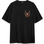 Siyah Oversize Tişört Protect The Wildlife Deer Nature Outdoor Doğa Geyik Baskılı Unisex T-shirt
