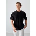Siyah Pamuklu Kalın Yumuşak Dokulu Oversize Fit Basic Erkek T-Shirt - 88378