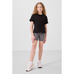Siyah Pamuklu O Yaka Oversize Fit Basic Kız Çocuk T-Shirt - 75182 - 10 - 11 Yaş