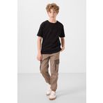 Siyah Pamuklu Yumuşak Dokulu Oversize Baskılı Erkek Çocuk T-Shirt - 11285