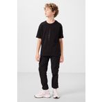 Siyah Pamuklu Yumuşak Dokulu Oversize Baskılı Erkek Çocuk T-Shirt - 11301