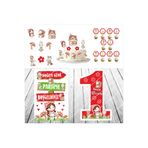 SİYAH PARTİ EVİ Kırmızı Başlıklı Kız Doğum Günü Masa Panosu / Pasta Süsü Seti 1 Yaş