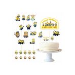 SİYAH PARTİ EVİ Minions Doğum Günü Pasta Süsü Kürdan Seti
