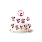 SİYAH PARTİ EVİ Pembe Minnie Mouse Pasta Süsü 10'lu