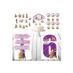 SİYAH PARTİ EVİ Rapunzel Doğum Günü Masa Panosu / Pasta Süsü Seti 6 Yaş