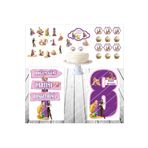 SİYAH PARTİ EVİ Rapunzel Doğum Günü Masa Panosu / Pasta Süsü Seti 8 Yaş