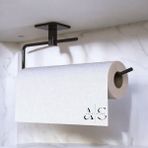 Siyah Paslanmaz Dolu Çelik, Kağıt Rulo Havluluk, Peçetelik, Yapışkanlı Tasarım, Mutfak Banyo Askısı - 30 x 60 cm - 30 x 100 cm