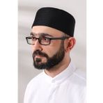 Siyah Petek Kareli Kadife Kalıp Namaz Takkesi
