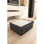Siyah Pikas Alas Elegant Kapaklı Baza Kutu 51X39X19 cm Kumaş Malzeme ile Tozdan Koruma - Yok