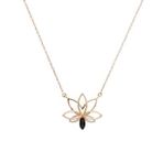 Siyah Pırlanta Lotus Çiçeği Kolye