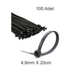 Siyah Plastik Cırt Kelepçe 4.8mm-20cm Kablo Bağı Elektrik Kablosu