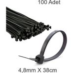 Siyah Plastik Cırt Kelepçe 4.8MM-38CM Kablo Bağı Elektrik Kablosu 100 Adet