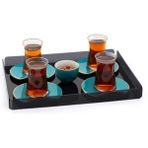 Siyah Pleksi Çay Kahve Sunum Servis Tepsisi Ofis Masa Üstü Evrak Düzenleyici-Banyo Organizer 36X26CM
