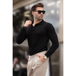 Siyah Polo Yaka Çizgili Erkek Triko Kazak 7265 - 2XL