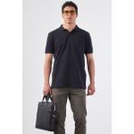 Siyah Polo Yaka Pamuklu Düz Renk Slim Fit Erkek T-Shirt - 2XL