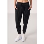 Siyah Polyester Cepli Standart Kalıp Kadın Pantolon - 94677