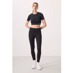 Siyah Polyester Esnek Standart Fit Performans Kadın Tayt - 94667