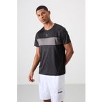 Siyah Polyester Nefes Alan Jakarlı İnce Esnek Standart Fit Erkek Performans T-Shirt - 88398