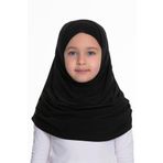 Siyah Pratik Hazır Geçmeli Çocuk Tesettür Bone Sandy Kumaş Kendinden Boneli 78_01