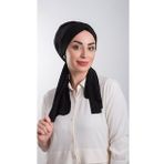 Siyah Pratik Hazır Geçmeli Tesettür Bone Kesik Elyaf Sade 2111_01