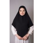 Siyah Pratik Hazır Geçmeli Tesettür Eşarp Aerobin Kumaş Düz Hijab 2309_01
