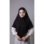 Siyah Pratik Hazır Geçmeli Tesettür Eşarp Pamuk Caz Kumaş Düz Hijab 2306_01