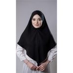 Siyah Pratik Hazır Geçmeli Tesettür Eşarp Pamuk Caz Kumaş Tek Katlı Çapraz Hijab 2305_01