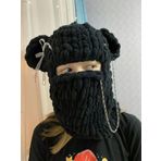 Siyah Puffy Bere, Maske, El örgüsü Balaklava