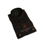 Siyah Rahat Kesim Micro Kumaş Kol Düğmeli Regular Fit Erkek Gömlek - 190-6